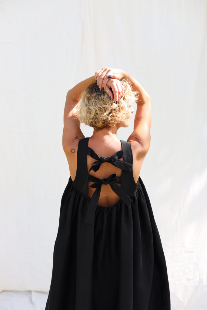 Black linen sleeveless Maxi dress LILOU | Dress | Sustainable clothing | OffOn clothing