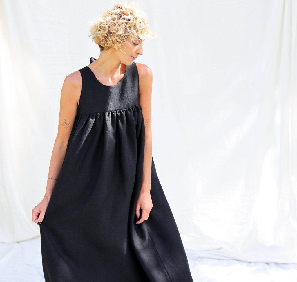 Black linen sleeveless Maxi dress LILOU - Image 3