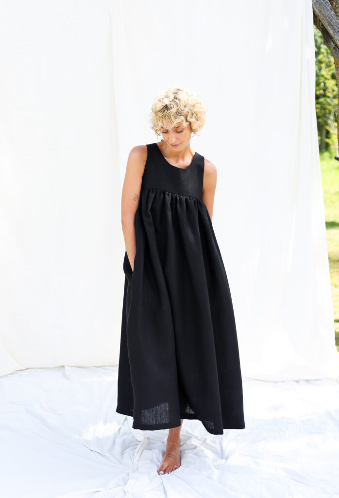 Black linen sleeveless Maxi dress LILOU - Image 4
