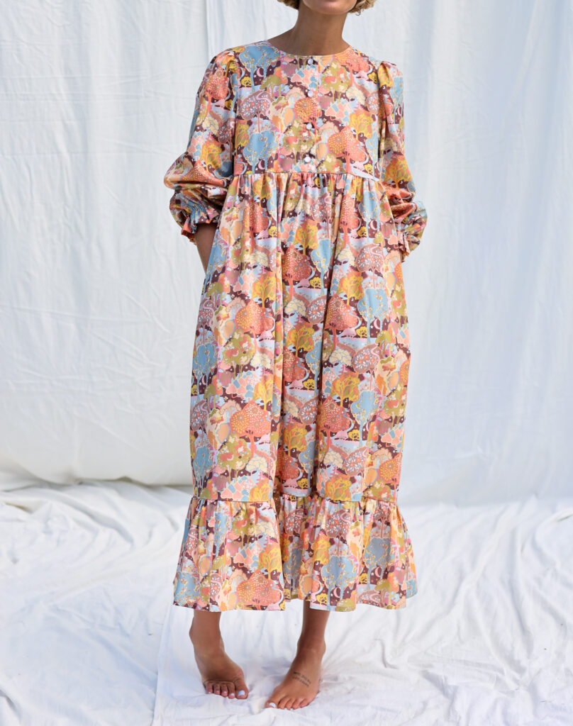 Floral high waisted long sleeve dress ARBORETUM VALLEY - Image 3