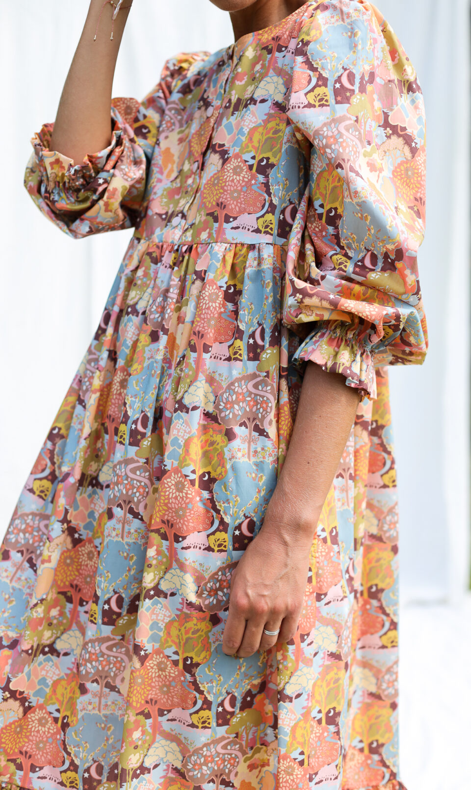 Floral high waisted long sleeve dress ARBORETUM VALLEY - Image 6