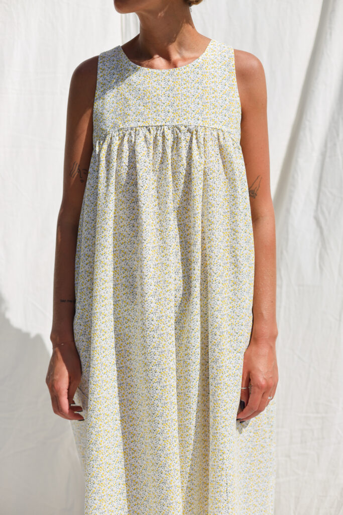 Floral seersucker cotton sleeveless Maxi dress LILOU - Image 3