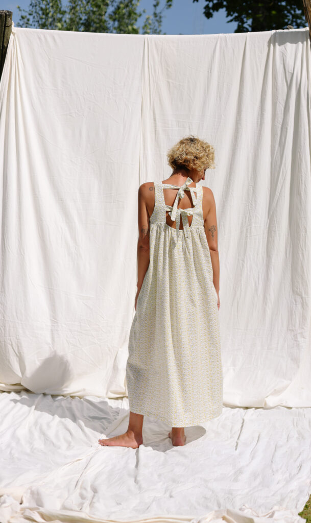 Floral seersucker cotton sleeveless Maxi dress LILOU - Image 2
