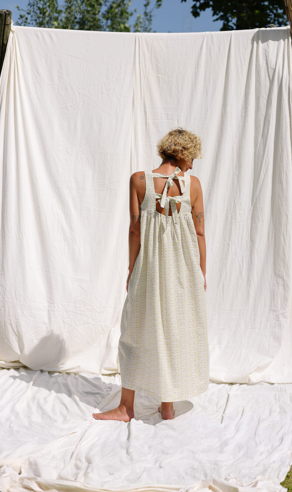 Floral seersucker cotton sleeveless Maxi dress LILOU - Image 2