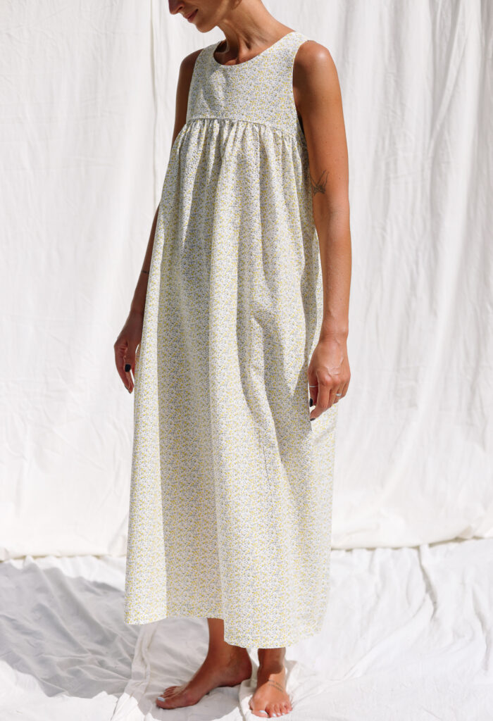 Floral seersucker cotton sleeveless Maxi dress LILOU - Image 4
