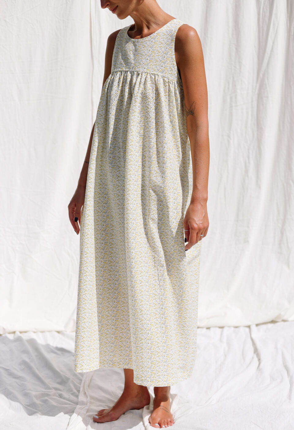 Floral seersucker cotton sleeveless Maxi dress LILOU - Image 4