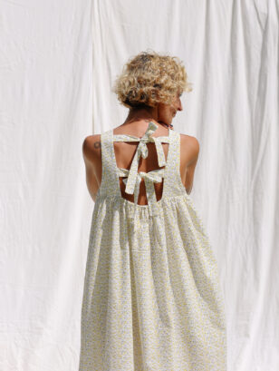Floral seersucker cotton sleeveless Maxi dress LILOU | Dress | Sustainable clothing | OffOn clothing