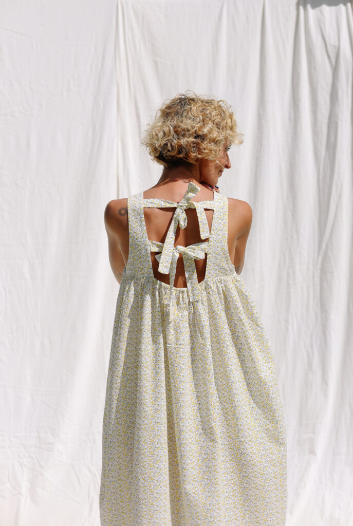 Floral seersucker cotton sleeveless Maxi dress LILOU | Dress | Sustainable clothing | OffOn clothing