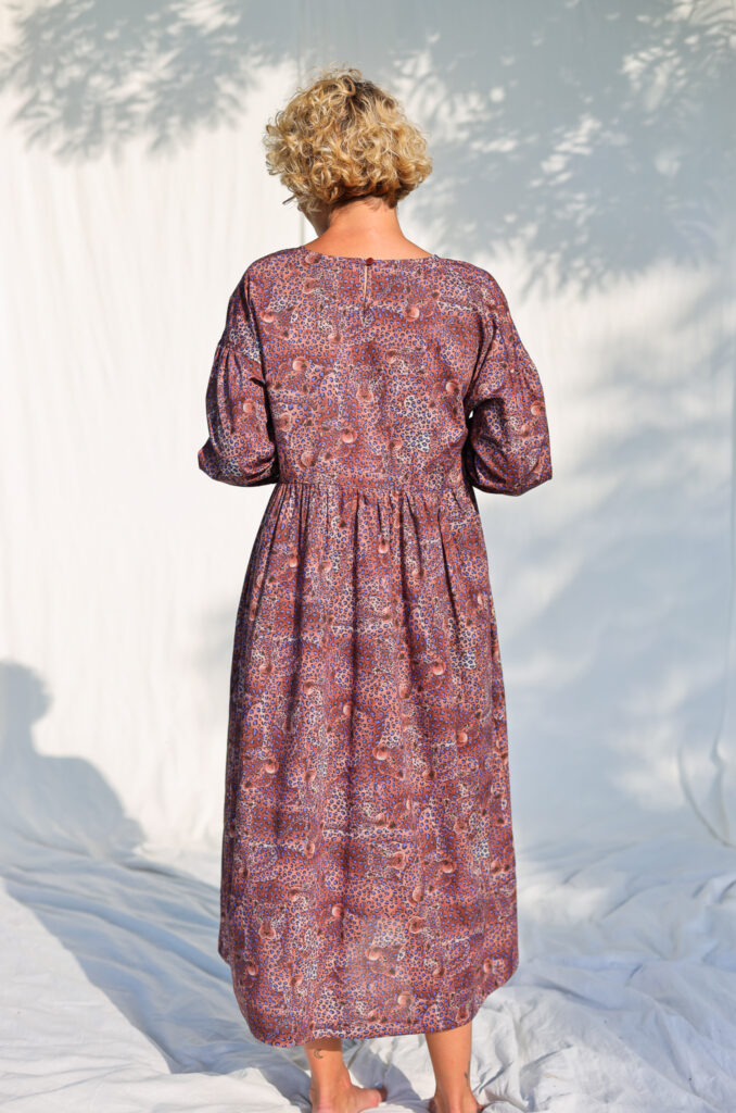 Leopard print puff sleeves silky cotton dress - Image 3