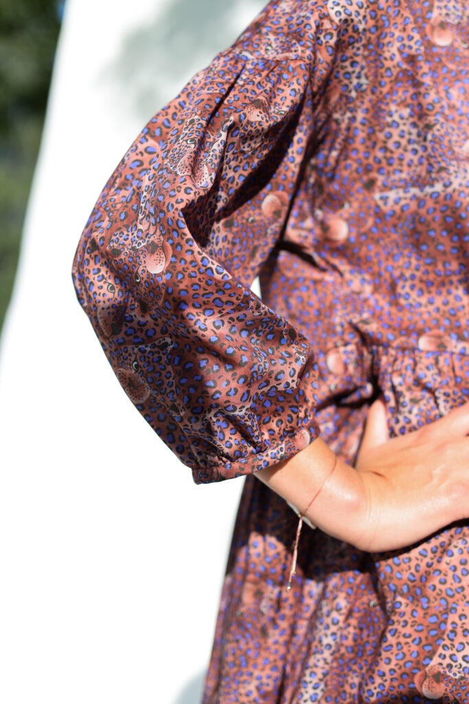 Leopard print puff sleeves silky cotton dress - Image 4