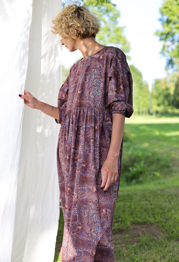 Leopard print puff sleeves silky cotton dress - Image 5