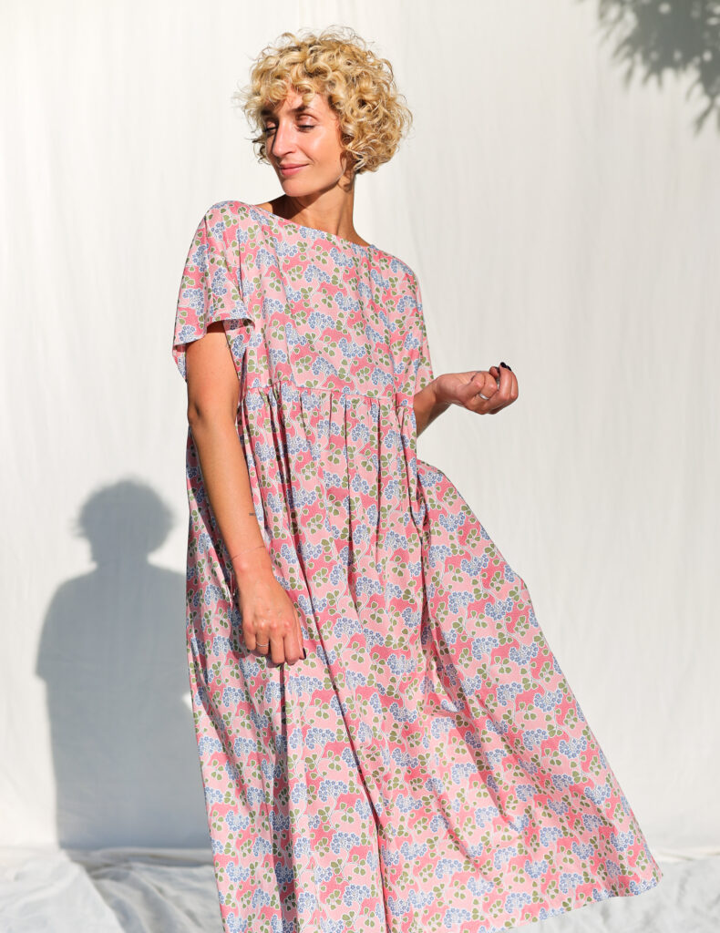 Oversize silky Tana Lawn cotton floral print dress SILVINA | Dress | Sustainable clothing | OffOn clothing
