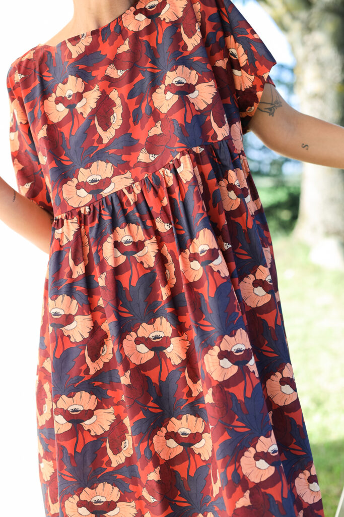 Oversized silky cotton poppy print dress SILVINA - Image 1