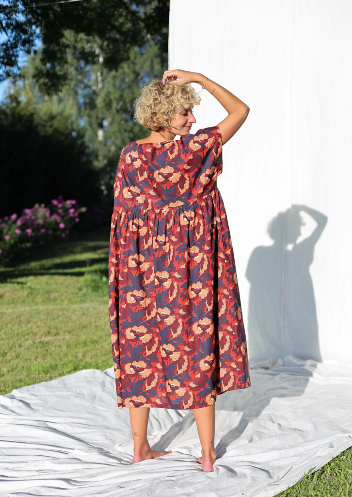 Oversized silky cotton poppy print dress SILVINA - Image 4