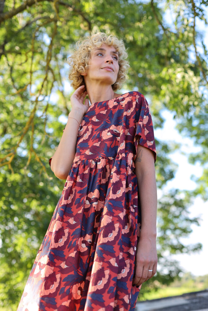 Oversized silky cotton poppy print dress SILVINA - Image 5