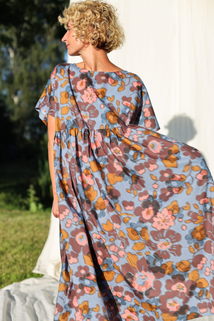 Oversized silky cotton floral print dress SILVINA | Dress | Sustainable clothing | OffOn clothing