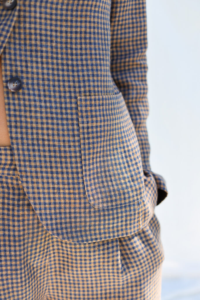 Elegant gingham linen two pieces suit - Image 6