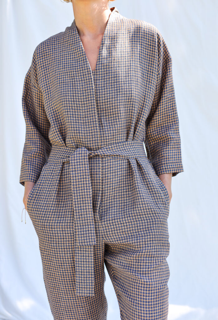 Gingham linen relaxed fit jumpsuit - Image 6