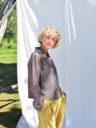 Gingham linen peter pan collar blouse | Blouses | Sustainable clothing | OffOn clothing
