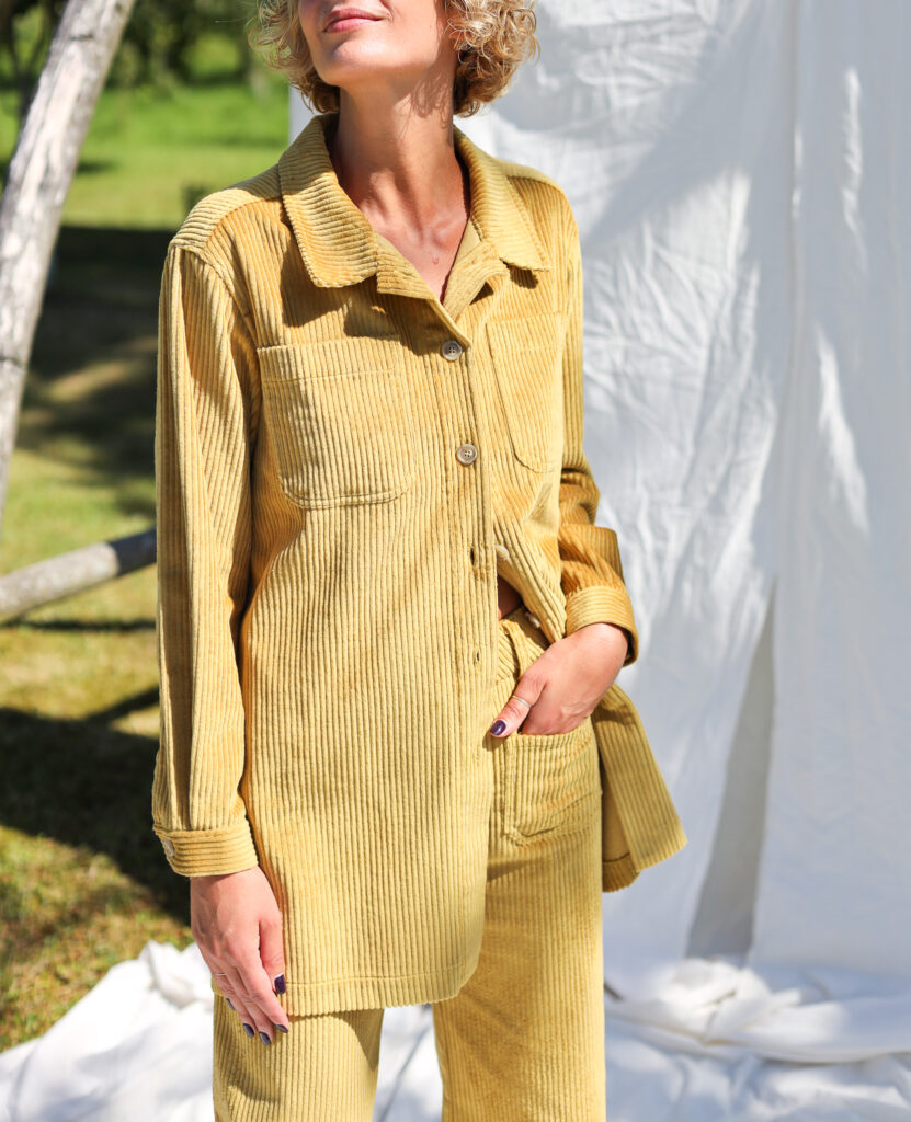 Wide wale cord suit in curry color - Image 3