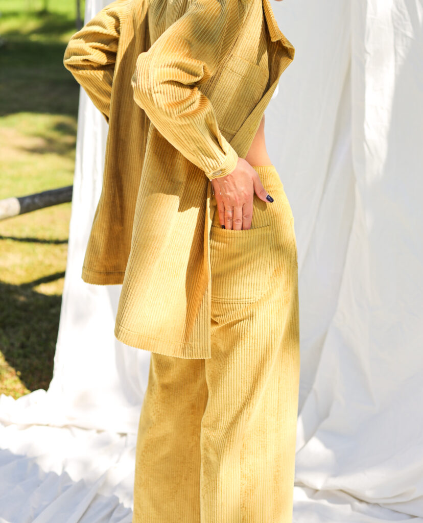 Wide wale cord suit in curry color - Image 5