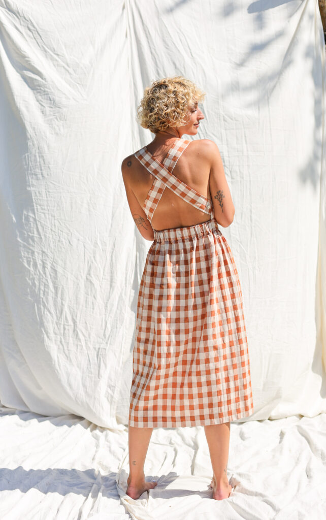 Seersucker checks apron dress - Image 1