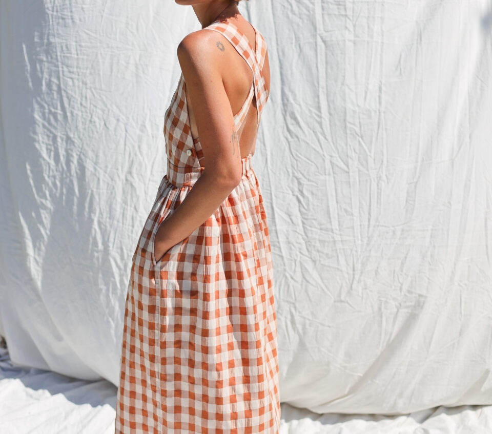 Seersucker checks apron dress - Image 2