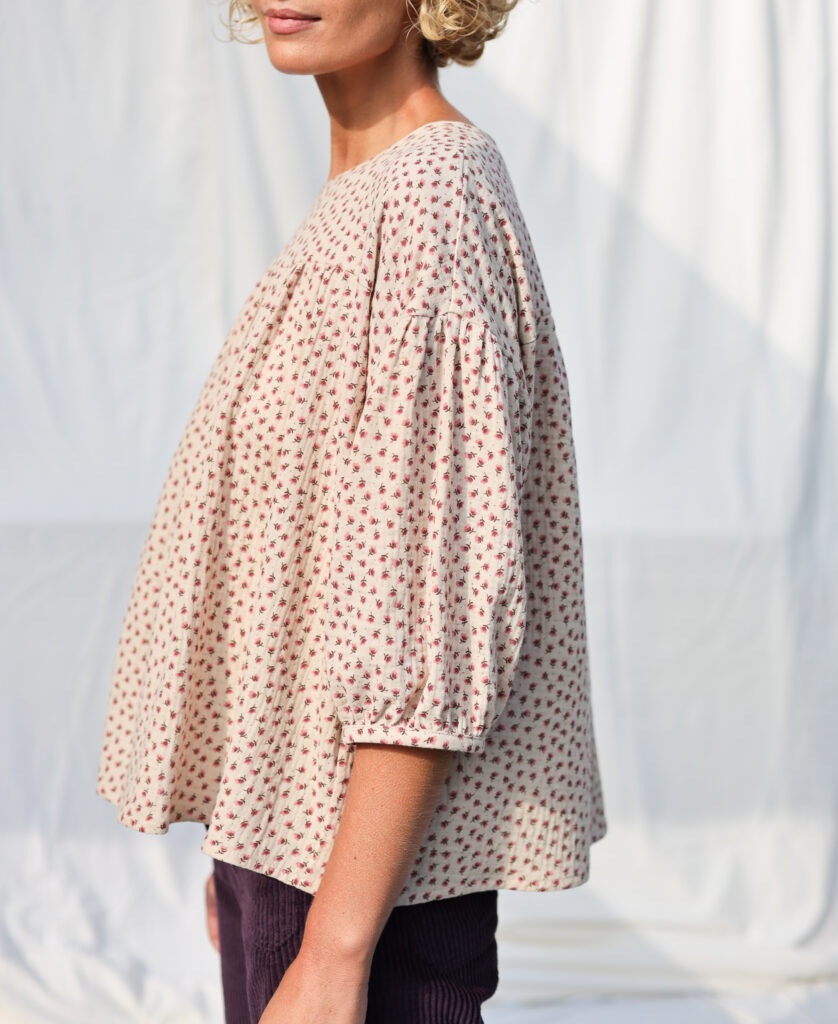 Dropped shoulders blouse in floral double gauze cotton LIA - Image 2