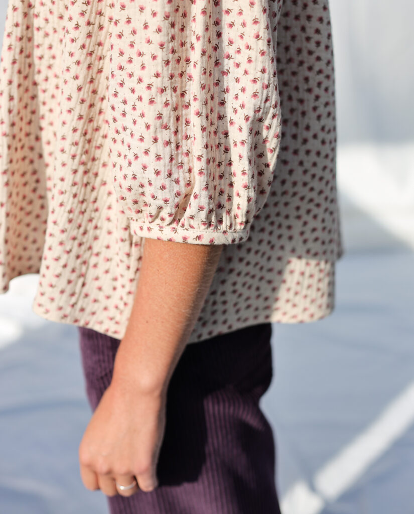 Dropped shoulders blouse in floral double gauze cotton LIA - Image 3