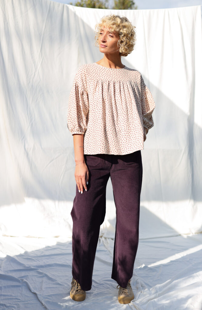 Dropped shoulders blouse in floral double gauze cotton LIA - Image 1