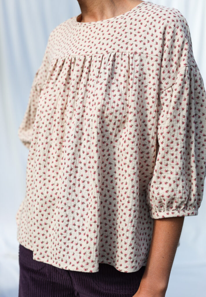 Dropped shoulders blouse in floral double gauze cotton LIA - Image 5