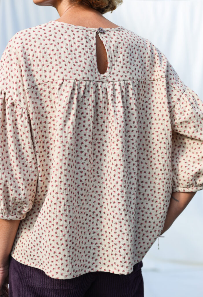 Dropped shoulders blouse in floral double gauze cotton LIA - Image 6