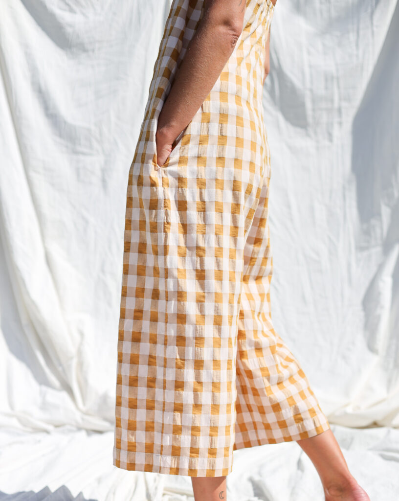 Spaghetti strap jumpsuit in seersucker gingham cotton ADA - Image 5