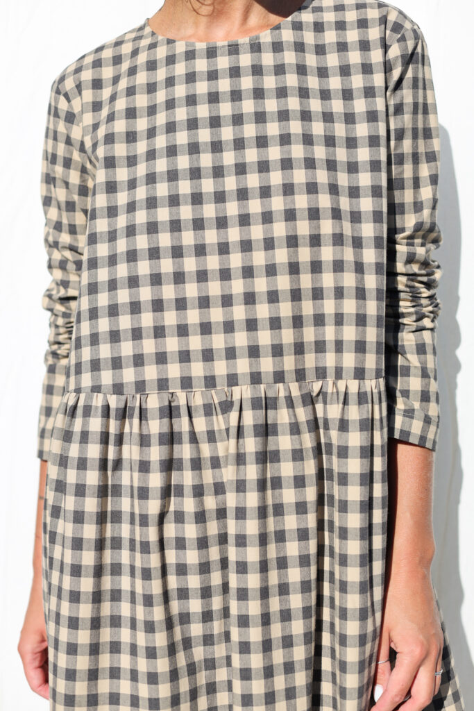 Long sleeve loose fit smock dress in organic cotton MILANA - Image 3