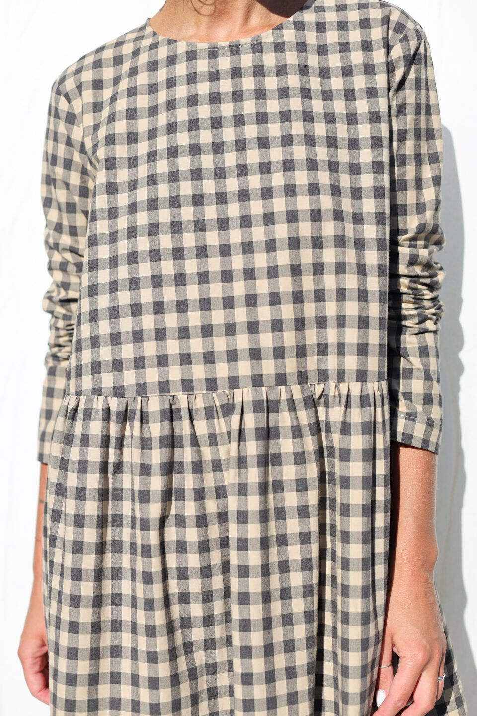 Long sleeve loose fit smock dress in organic cotton MILANA - Image 3