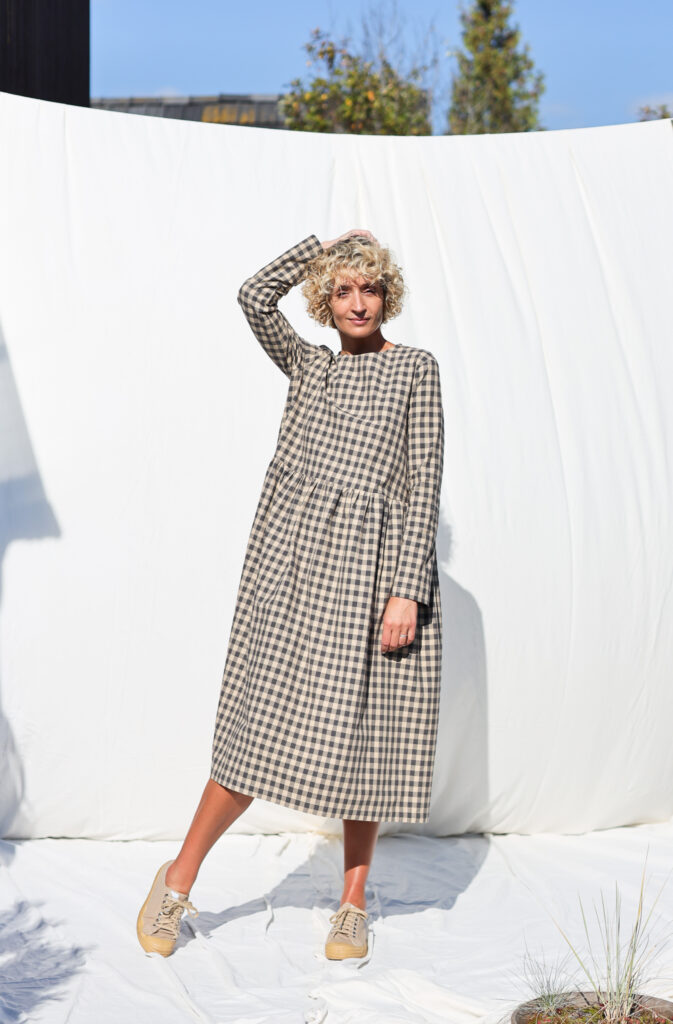 Long sleeve loose fit smock dress in organic cotton MILANA - Image 2