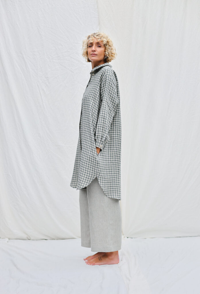 Oversized gingham linen shirtdress - Image 1