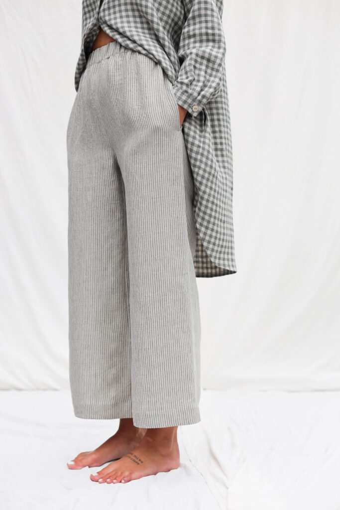 Wide leg striped linen culottes - Image 5