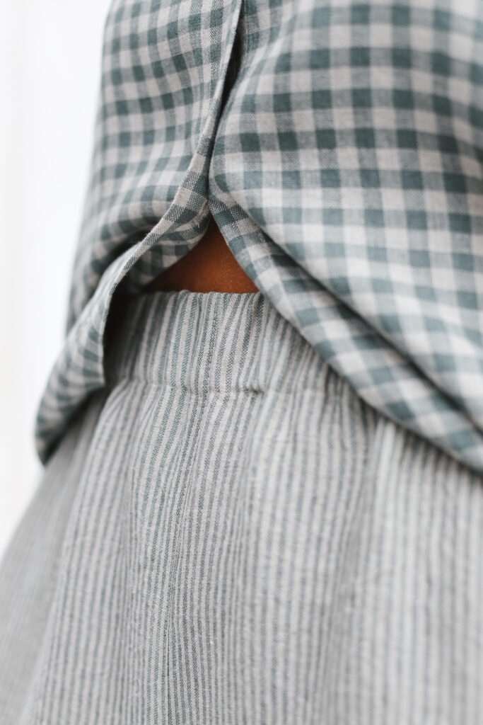 Wide leg striped linen culottes - Image 7