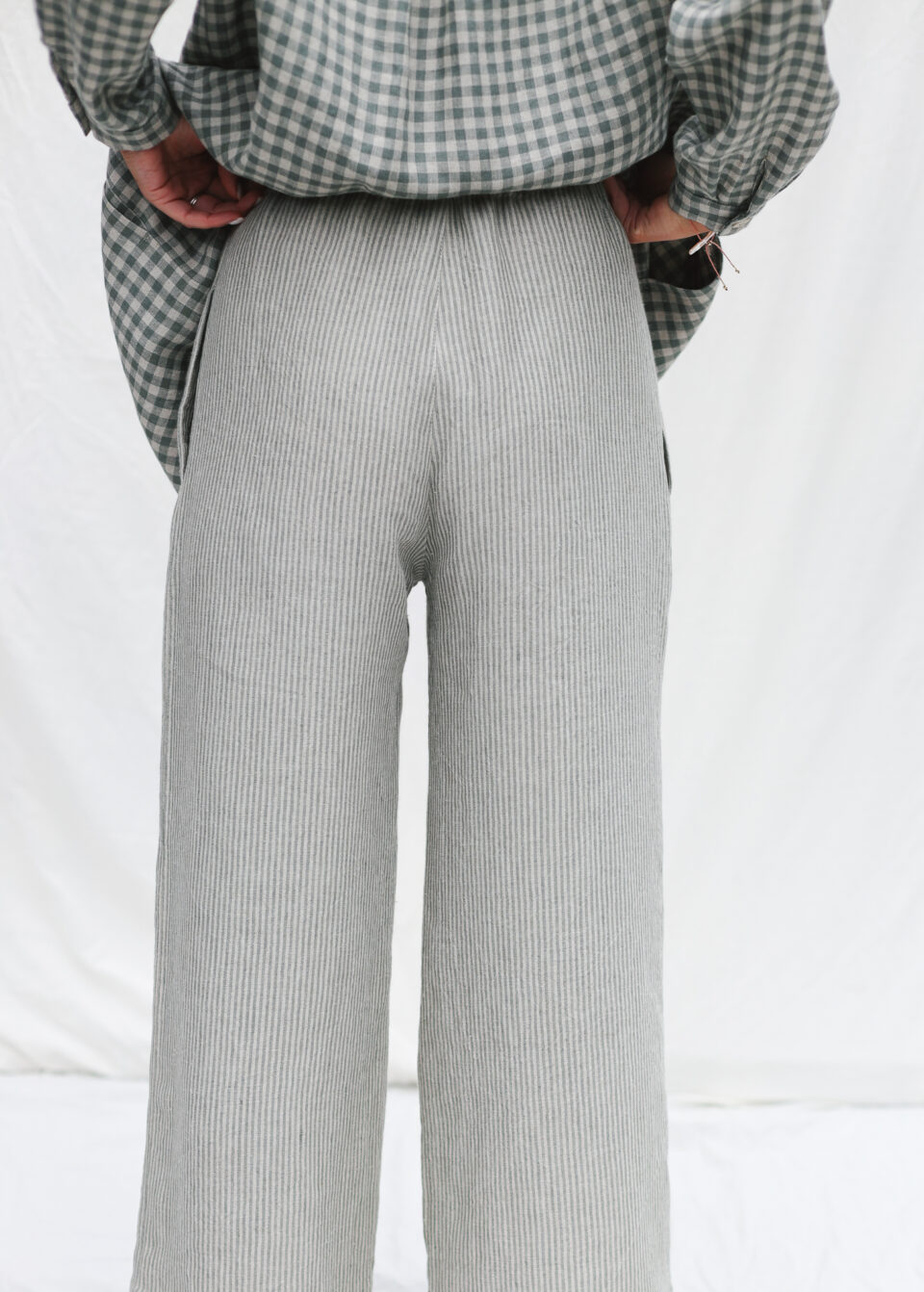 Wide leg striped linen culottes - Image 6