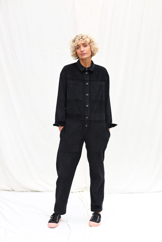 Black cord long sleeve coverall AMBRE - Image 3