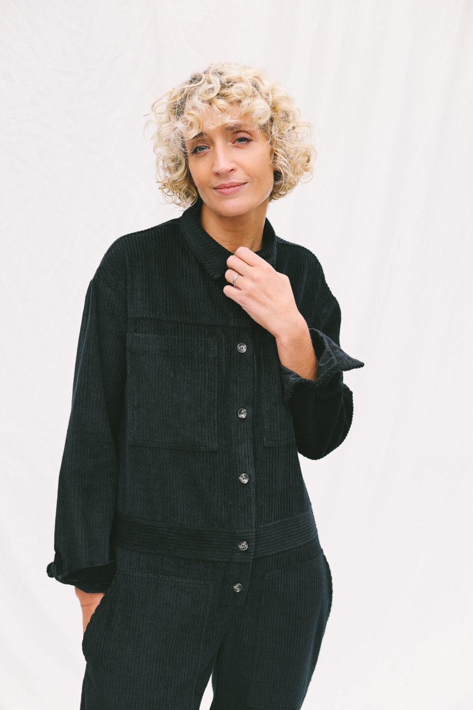 Black cord long sleeve coverall AMBRE - Image 7