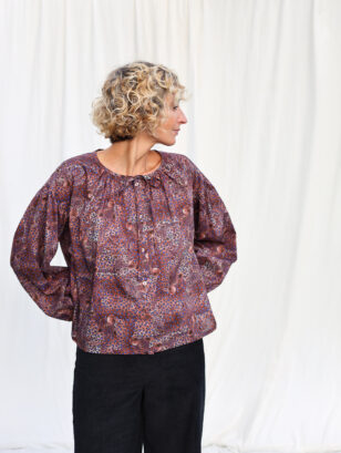 Animal print silky cotton blouse STELLA | Top | Sustainable clothing | OffOn clothing