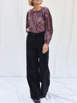 Wide leg black cord pants LUNA | Trousers | Sustainable clothing | OffOn clothing