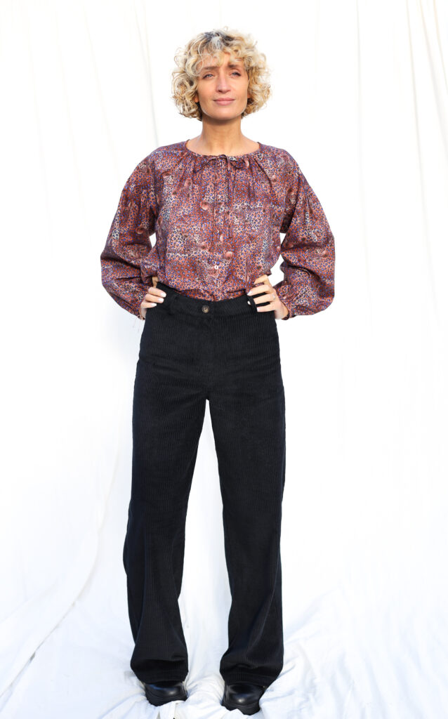 Wide leg black cord pants LUNA - Image 2