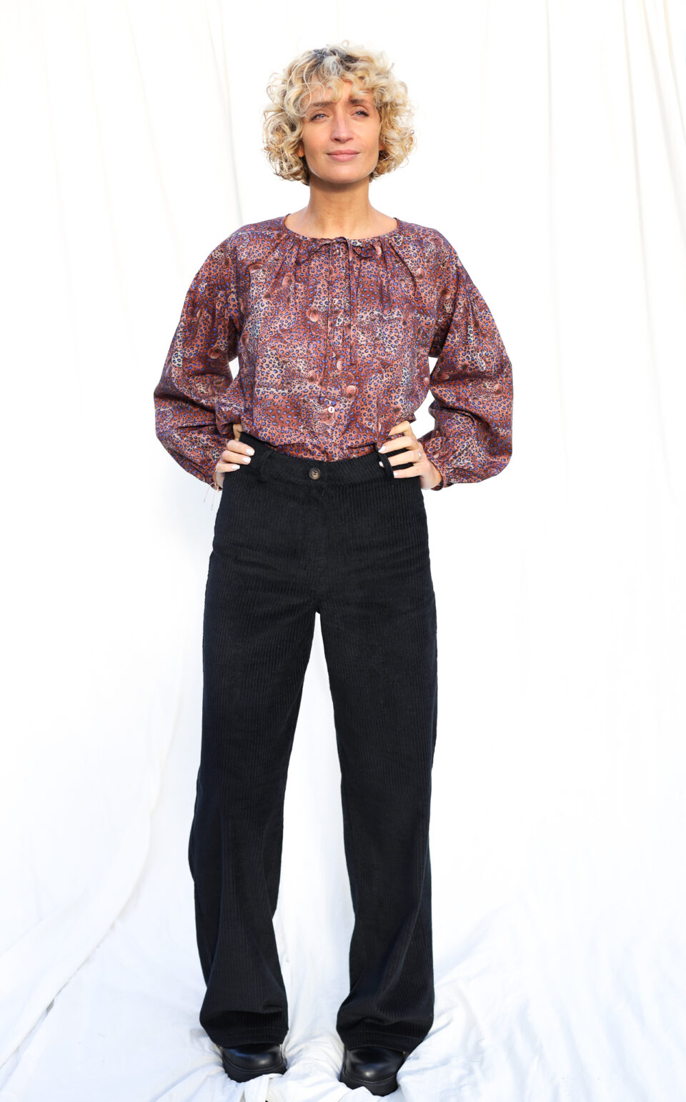 Wide leg black cord pants LUNA - Image 2