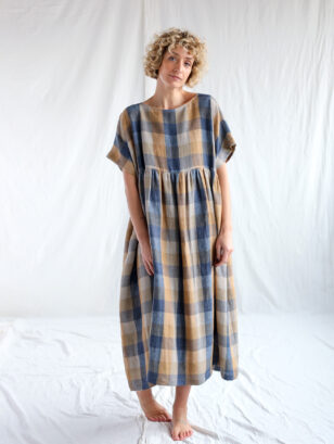 Linen oversize dress in checks SILVINA | Dress | Sustainable clothing | OffOn clothing