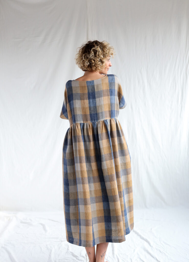 Linen oversize dress in checks SILVINA - Image 1