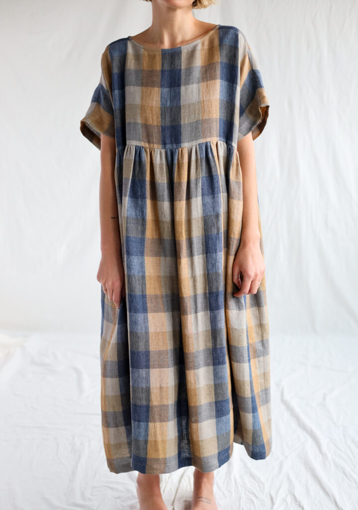 Linen oversize dress in checks SILVINA | Dress | Sustainable clothing | OffOn clothing