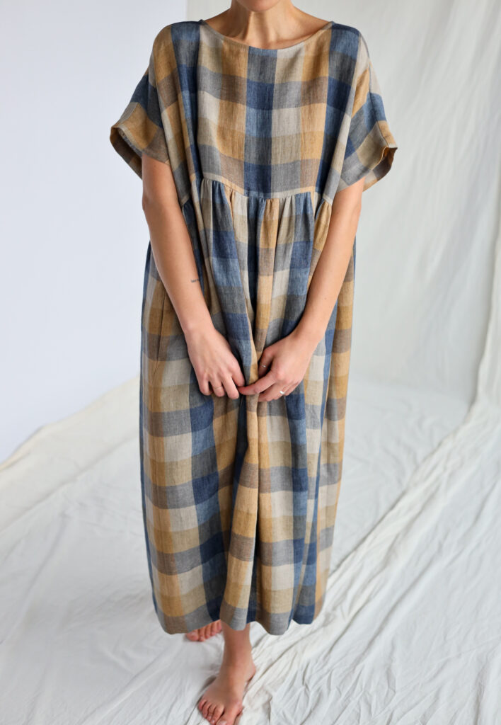 Linen oversize dress in checks SILVINA - Image 6